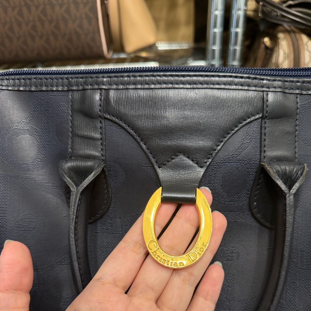 Vintage Dior | Trotter Navy Blue Boston Bag - Picture 11 of 12